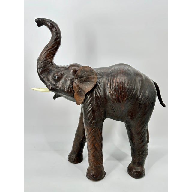 Leather Elephant With Glass Eyes For Sale - Image 4 of 10
