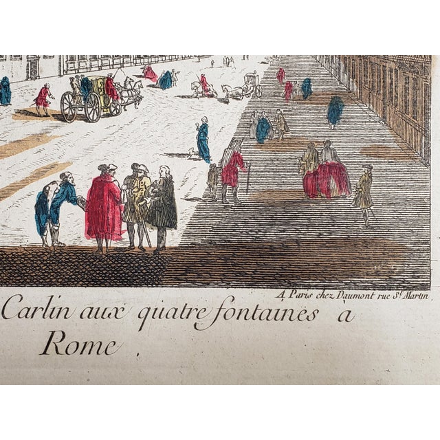 Baroque Antique Original 18th Century Optical Print of Borromini's San Carlo Alle Quatre Fontanes in Rome For Sale - Image 3 of 5