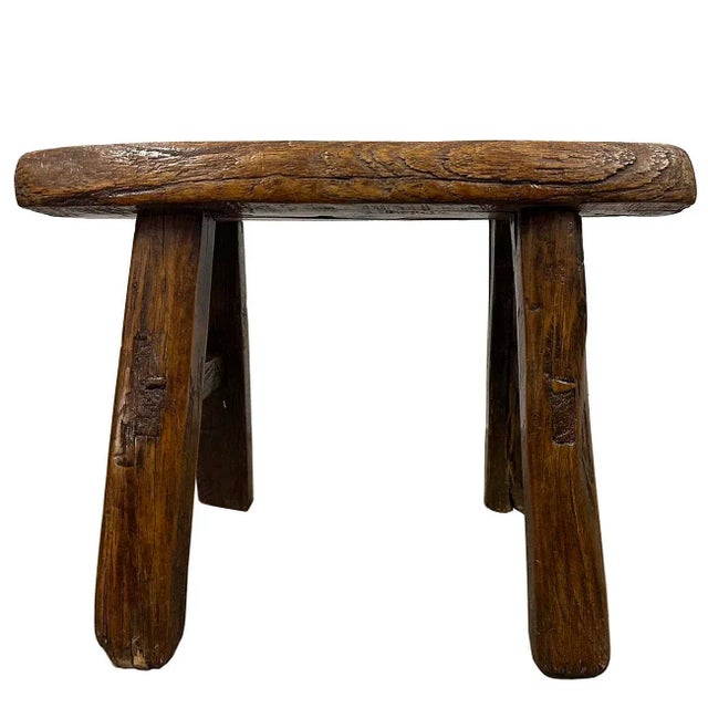 Early 20th Century Antique Chinese Country Low Frog Stool. For Sale In Los Angeles - Image 6 of 9