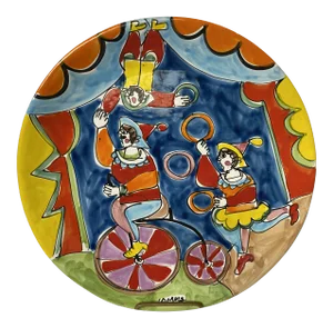 1990s La Musa “Carnevale” Large Acrobat Series Platter for Saks Fifth Avenue