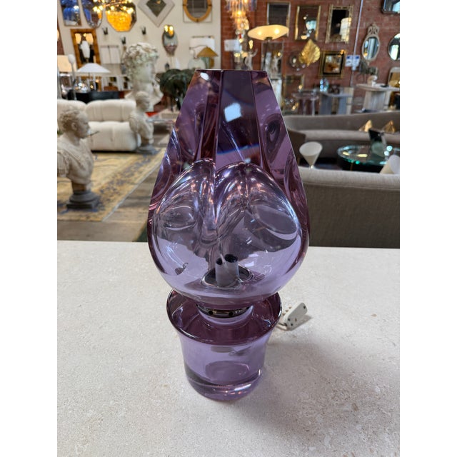 Flavio Poli 1970s Flavio Poli Seguso Sculptural Purple Murano Glass Table Lamp For Sale - Image 4 of 9