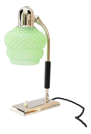 Art Deco Nickel - Plated Table Lamp with Glass Shade, Vienna, 1920s