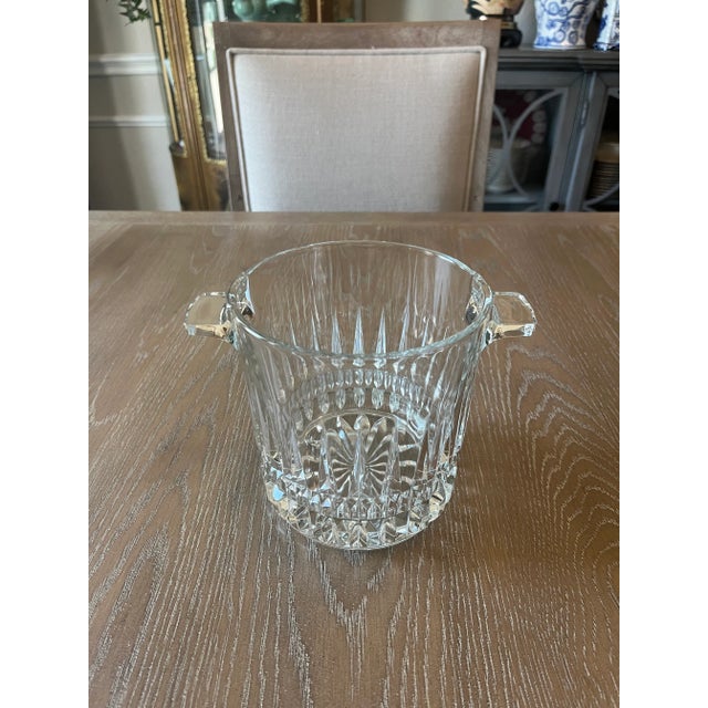 Contemporary Vintage Villeneuve Pattern by Cristal D’Arques Ice Bucket With Tab Handles Made in France For Sale - Image 3 of 9