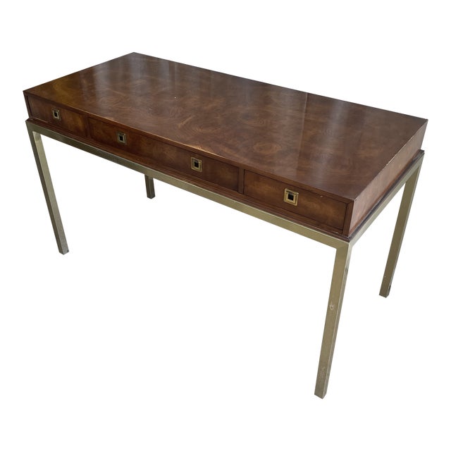 1970s Mastercraft Attributed Steel and Burlwood Writing Desk Chairish