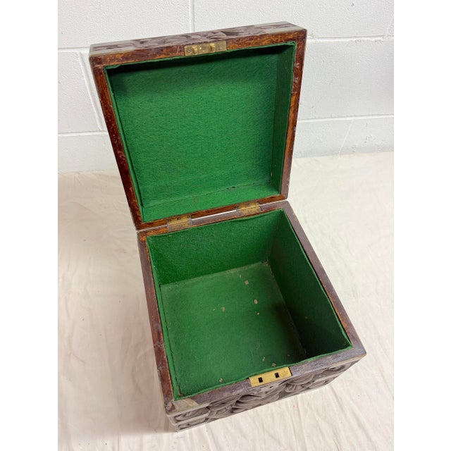 Antique 19th Century Victorian Hand Carved Wood Brass Folk Art Sculptural Box For Sale - Image 18 of 18