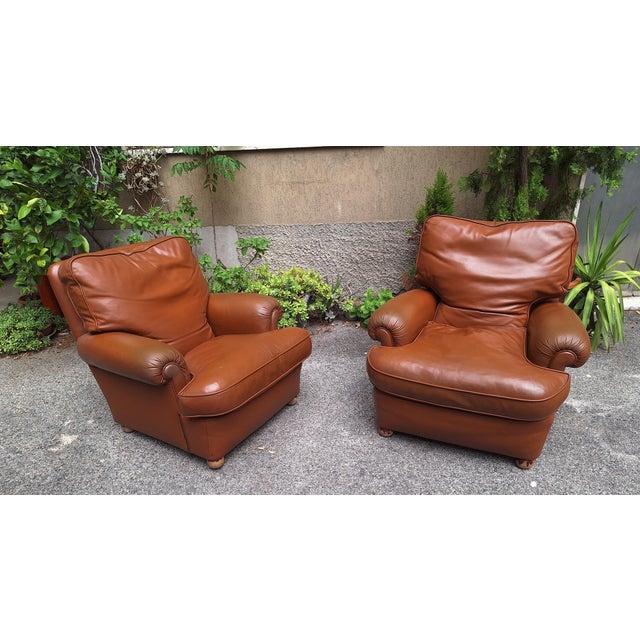 Mid-Century Modern Bergère Armchair in in Brown Leather Poltrona Frau, 1960s, Set of 2 For Sale - Image 3 of 5