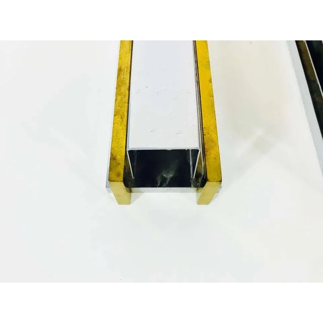 Pair of French Brass and Aluminium Art Deco Sconces, France, 1940s For Sale - Image 6 of 13