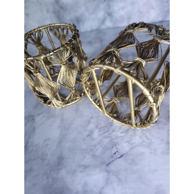 1970s Brass Brutalist Wire Candle Holders For Sale - Image 5 of 9