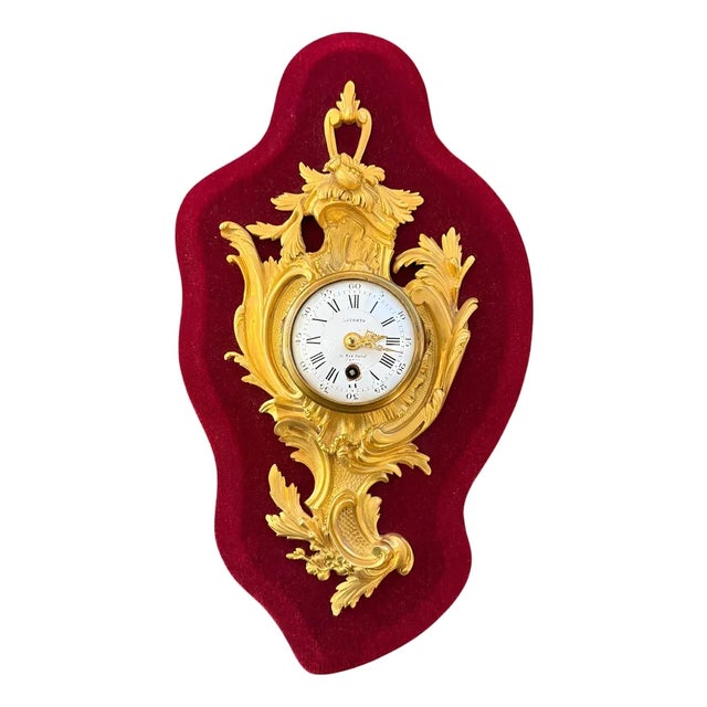 French Louis XV Style Ormolu Cartel Wall Clock by Lecomte, Paris, 19th Century. For Sale