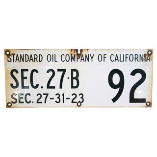 Heavy Standard Oil of California Porcelain Sign For Sale