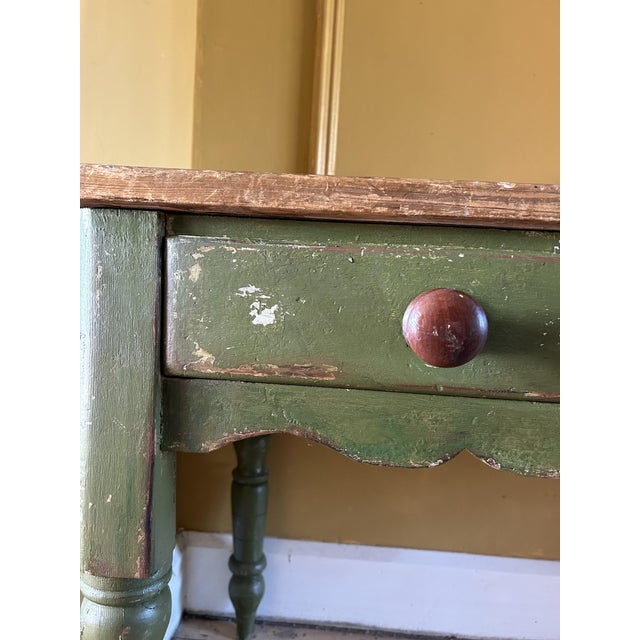 Forest Green Vintage Painted Console Table For Sale - Image 8 of 13