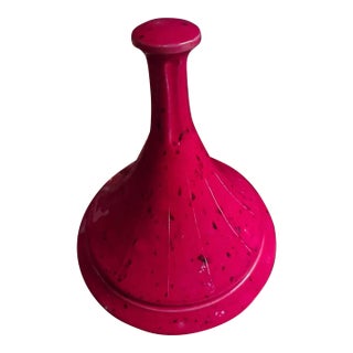 Vintage Hollywood Regency Red Speckled Ceramic Lidded Art Pottery Jar For Sale