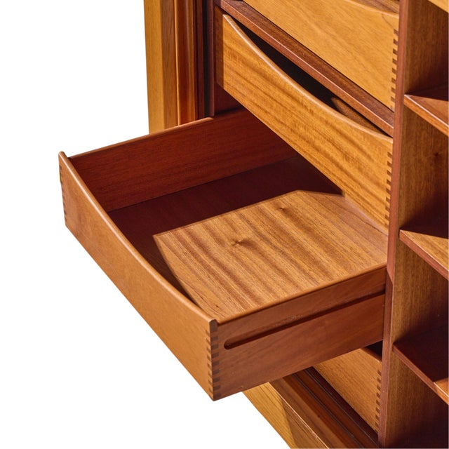 Bernhard Pedersen Mid Century Danish Teak Tambour Door Armoire Dresser For Sale In Chicago - Image 6 of 8