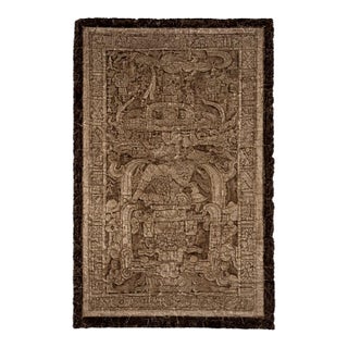 Large Embossed Metal Wall Art, Pre-Hispanic Mayan Aztec Style, 65” Tall For Sale