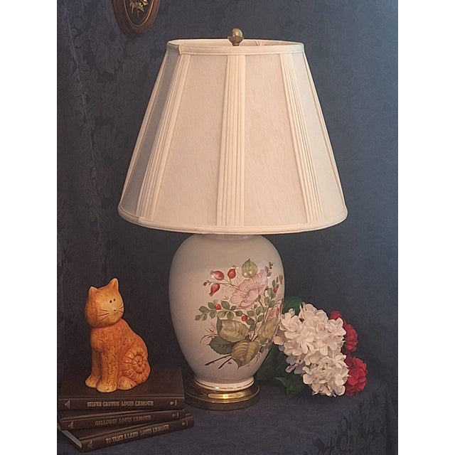 French Country Vintage Floral Table Lamp For Sale - Image 3 of 16
