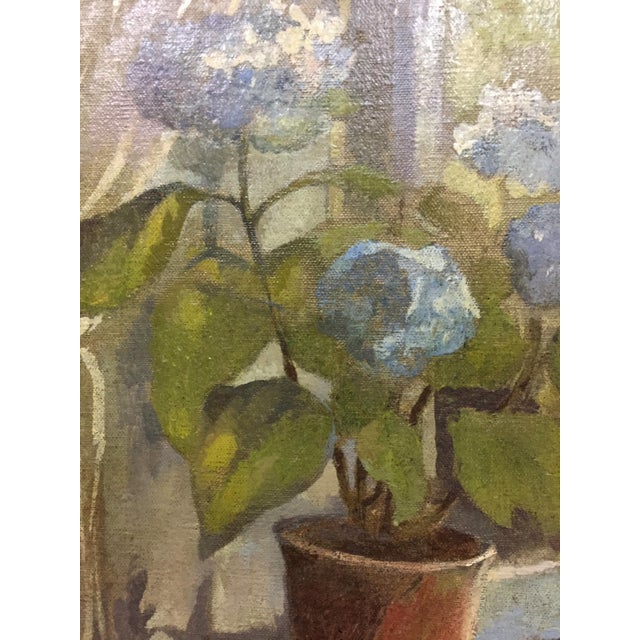 Impressionist 1970s Oil Painting Flower on the Windowsill Seleznev Vladimir Pavlovich For Sale - Image 3 of 8