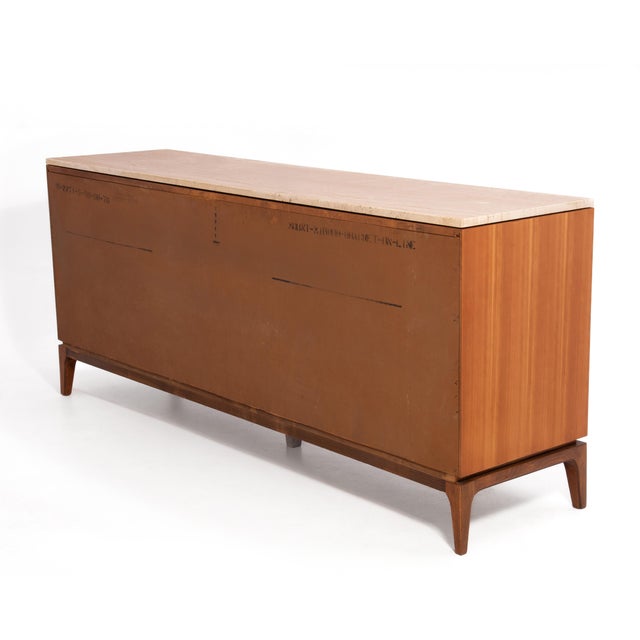 Thomasville Thomasville Arched Series Dresser Sideboard Credenza Travertine Top Mid Century 1960s For Sale - Image 4 of 13
