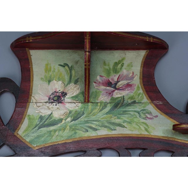 Art Nouveau Wooden Hand-Painted Floral Shelves, Germany, 1910, Set of 2 For Sale - Image 11 of 18