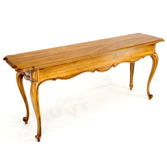 Cinnamon Carved Serpentine Front 2 Drawers Cabriole Leg Console Sofa Entry Table For Sale - Image 8 of 13