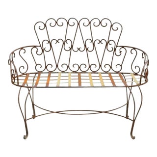 Late 20th Century Victorian Style Scrolling Wrought Iron Loveseat For Sale
