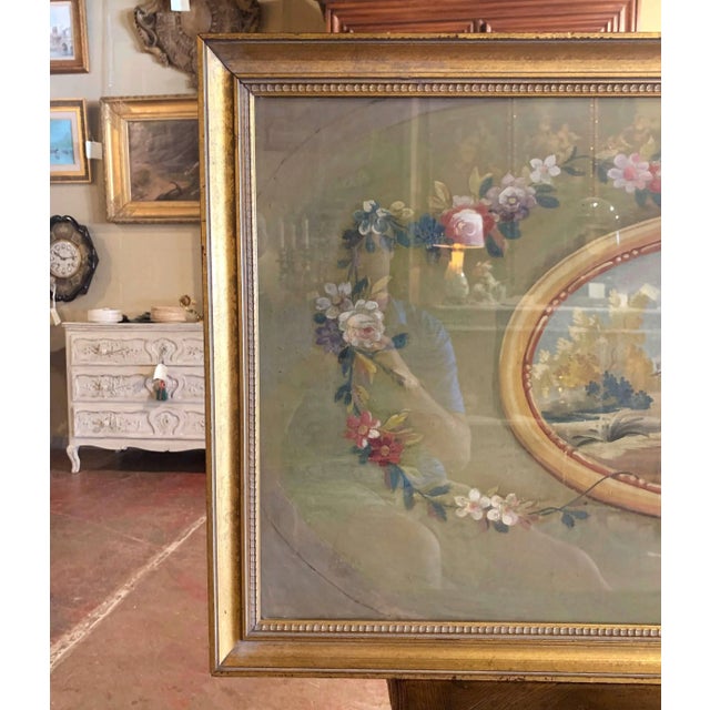 Mid 18th Century 18th Century French Aubusson Gouache Tapestry Design in Giltwood Frame For Sale - Image 5 of 9