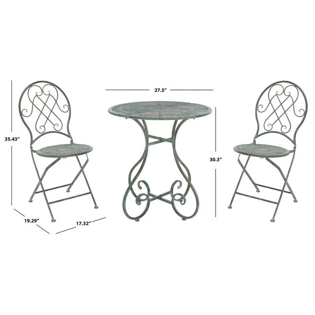 Adriel 3 Piece Bistro Set - Antique Dark Green For Sale - Image 4 of 8
