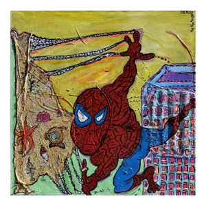 One-of-a-Kind Large Painting on Canvas by Serg Graff "Spider-Man". Coa Attached