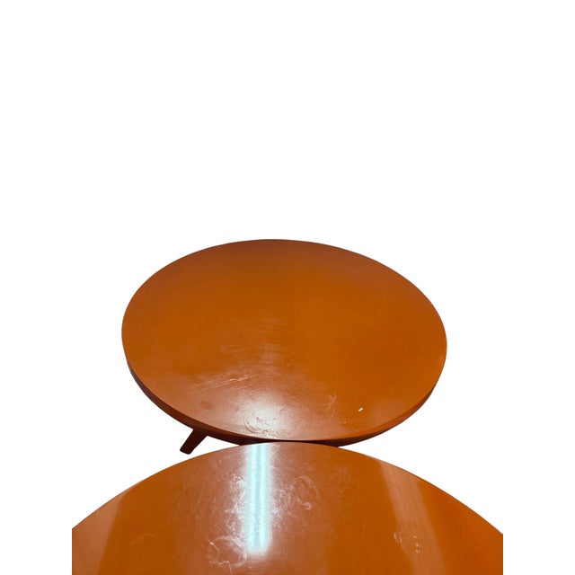 Orange Lacquer Round Table, 30 in Across, Glossy Finish, Splayed Legs ...