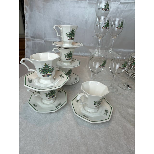 Ceramic Vintage Nikko Christmastime 50-Piece Dinnerware & Stemware Set - Service for 12 For Sale - Image 7 of 14