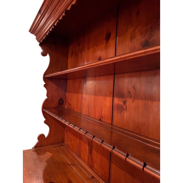 19th Century 19th Century Pine Step Back Pewter Cupboard For Sale - Image 5 of 12