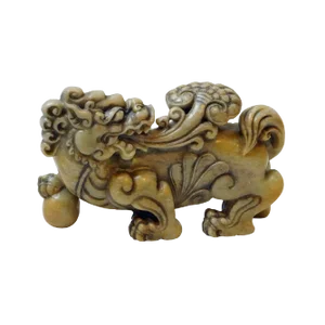 Asian Mythology Lucky Feng Shui Foo Dog Statue With LuYi and Globe