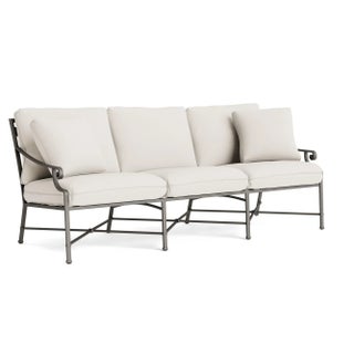 Brown Jordan Venetian Sofa, Mica frame with Fusion Natural fabric For Sale