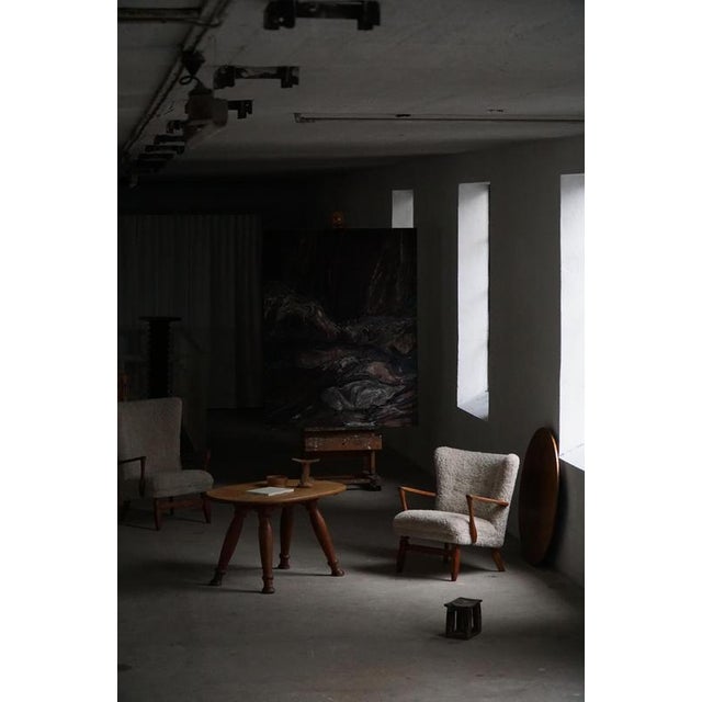 Vintage Lounge Chair in Oak and Shearling Lambswool by Viggo Boesen, 1950s For Sale - Image 10 of 18