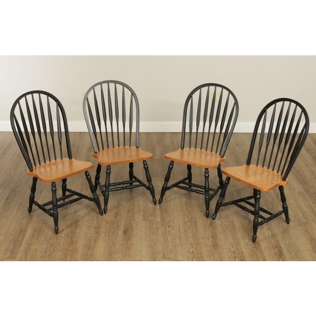 Black Painted Maple Farmhouse Windsor Dining Chairs Set of 4 Chairish