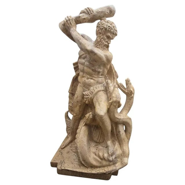 Marble Sculpture of Hercules Fighting the Serpents, Italy, Early 20th Century For Sale - Image 12 of 12