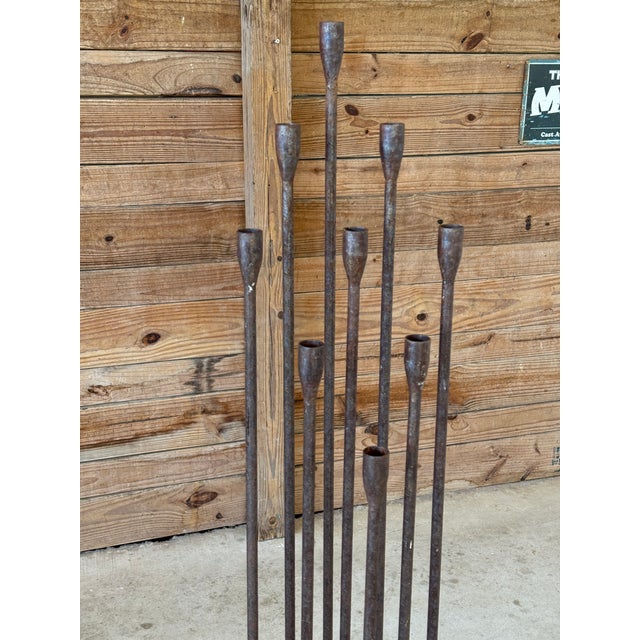 Mid-20th Century Forged Iron Nine-Light Candle Holder in the Manner of Harry Bertoia For Sale - Image 9 of 11