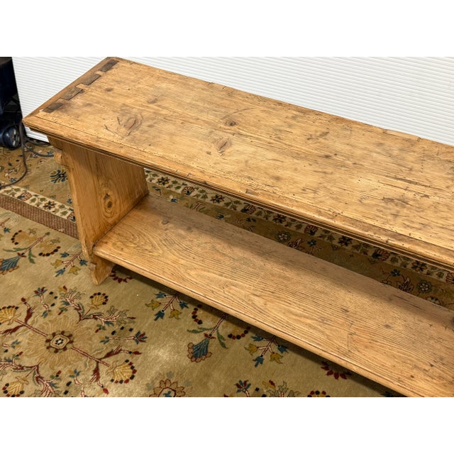 Pine Wood Console Table With Display Shelf, Vintage For Sale - Image 10 of 12