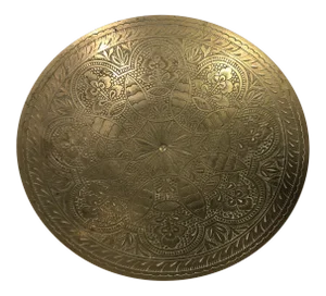 1970s Mid-Century Modern Floral Pattern Etched Brass Bowl
