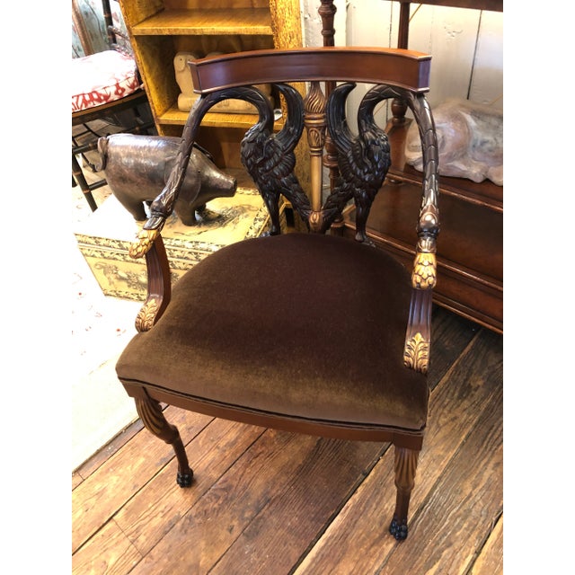 Hurtado Valencia Spain Swan Carved Armchair For Sale - Image 11 of 12