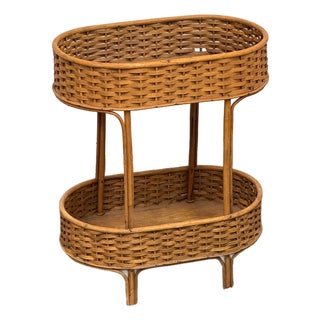 Rattan Accent Table, Mid 20th Century For Sale