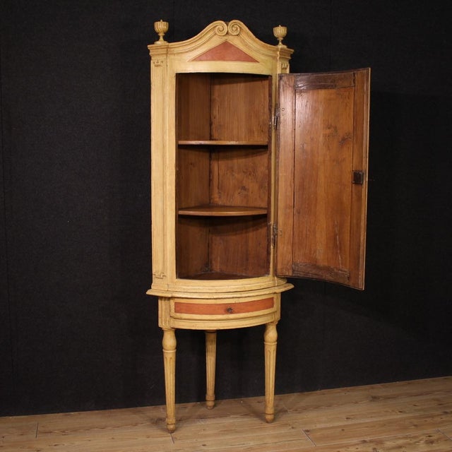 Antique 18th Century Louis XVI Lacquered Corner Cabinet, 1780s For Sale - Image 10 of 13