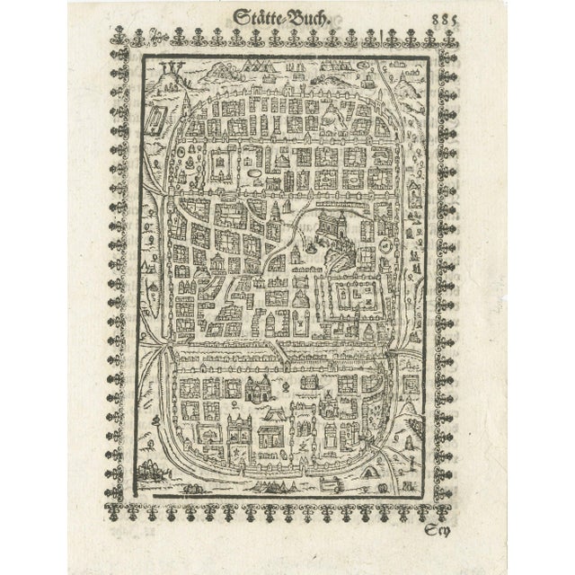 Antique Woodcut Map of Jerusalem from Abraham Saurs Städte-Buch, 1658 For Sale - Image 9 of 9