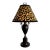Vintage Black Metal Urn Lamp With Leopard Print Shade For Sale