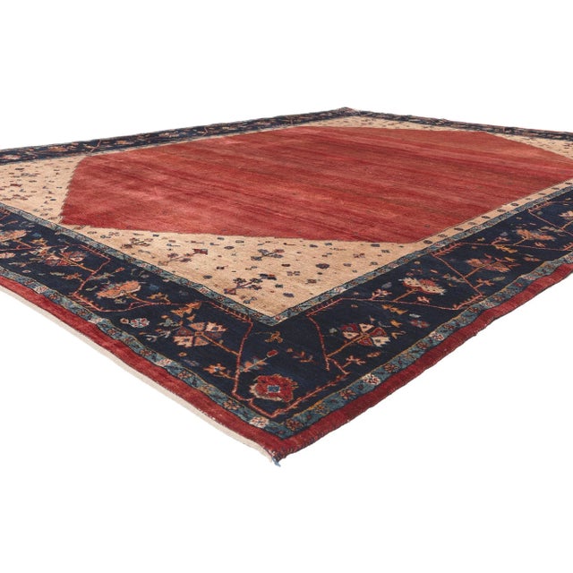 78567 Vintage Persian Gabbeh Rug, 08'06 x 11'03. Emanating folk art warmth and traditional sensibility, this hand knotted...