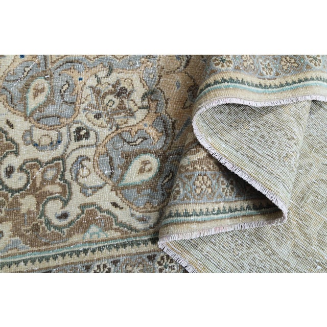 1970s Vintage Persian Handmade Wool Cotton Beige Area Rug For Sale - Image 10 of 11