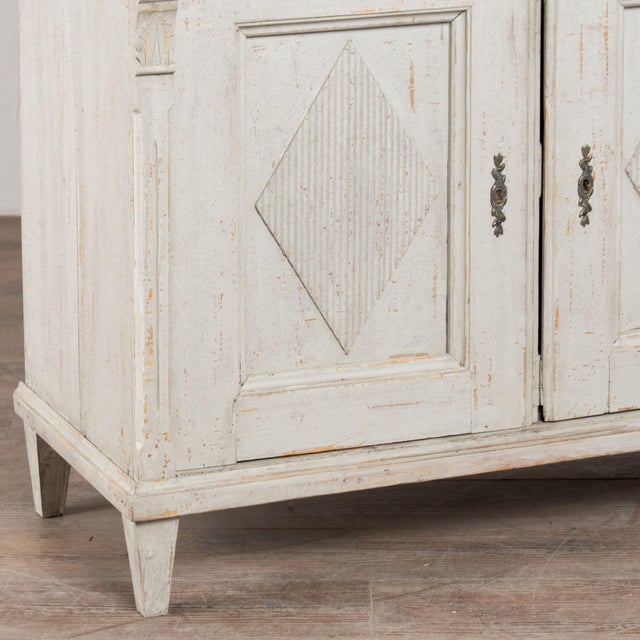 19th Century Danish Gray Painted Pine Cabinet Cupboard With Glass Upper Doors For Sale - Image 14 of 16