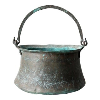 Antique Copper Cauldron Pot For Sale