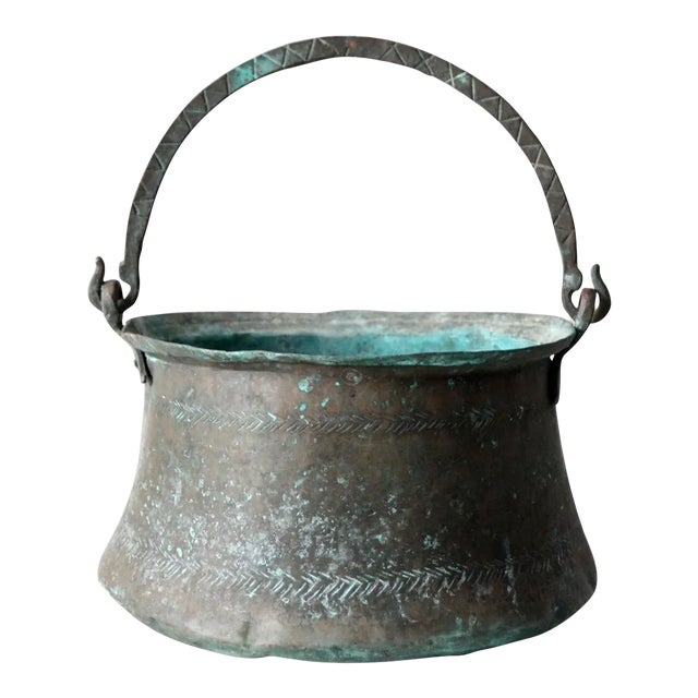 Antique Copper Cauldron Pot For Sale
