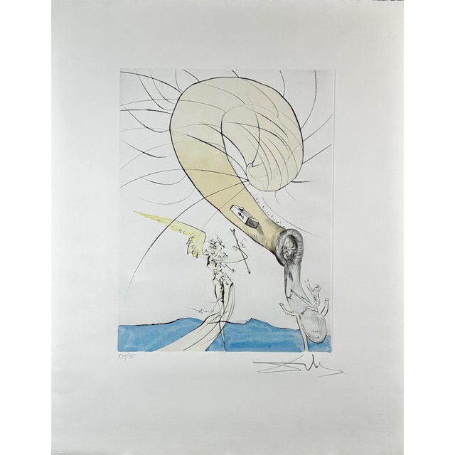 1970s Dali After 50 Years Surrealism Freud Snail Head Hand Signed Number Surreal Art For Sale