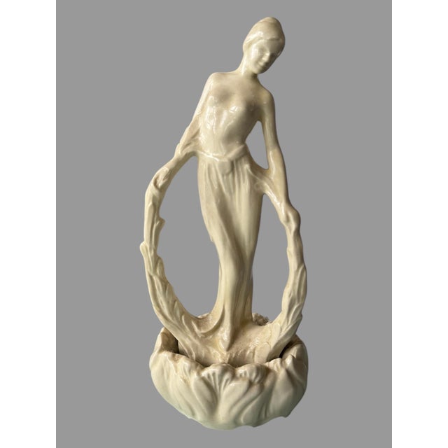 Vintage Figural Art Nouveau Deco Cowan Art Pottery Flower Frog For Sale - Image 4 of 5